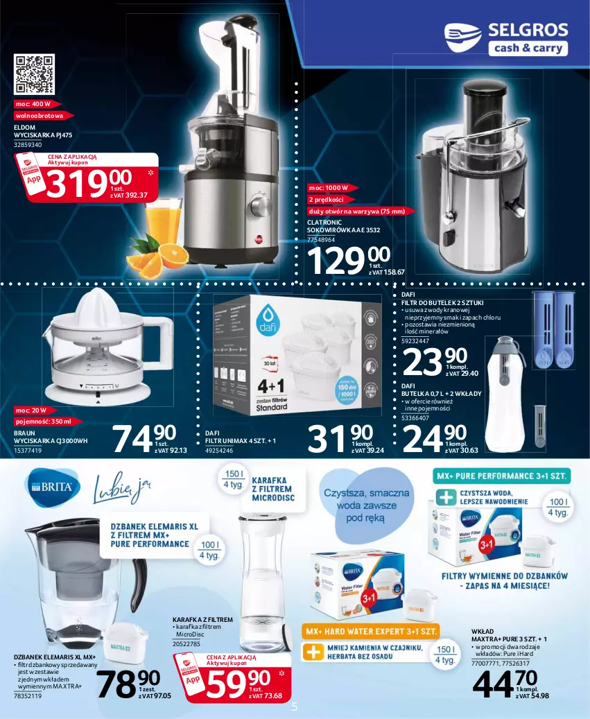 Gazetka promocyjna Selgros - Katalog Elektro - ważna 13.05 do 31.05.2021 - strona 5 - produkty: Braun, Dzbanek, Karafka, Pur, Sok, Warzywa, Wyciskarka