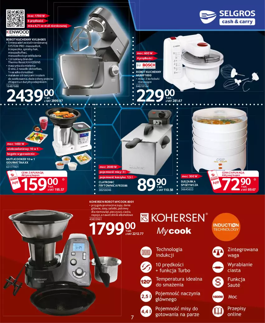 Gazetka promocyjna Selgros - Katalog Elektro - ważna 13.05 do 31.05.2021 - strona 7 - produkty: Blender, Danio, Kosz, Maszynka, Maszynka do mielenia, Mieszadło, Napoje, Noż, Piec, Pieczywo, Robot, Sałat, Ser, Sos, Suszarka, Szynka, Trzepaczka