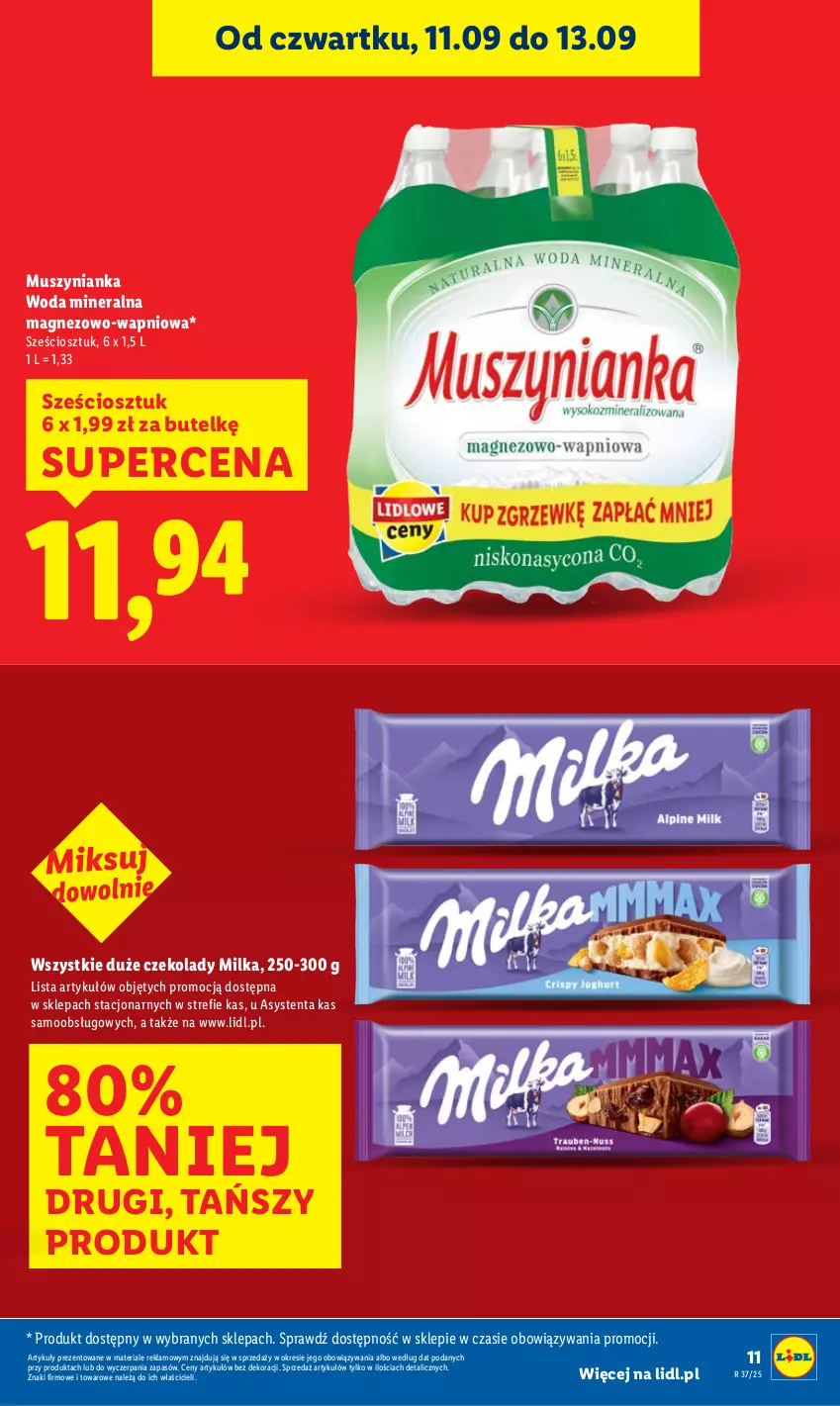 Gazetka promocyjna Lidl - GAZETKA - ważna 11.09 do 13.09.2025 - strona 11 - produkty: Magnez, Milka, Mus, Muszynianka, Woda, Woda mineralna