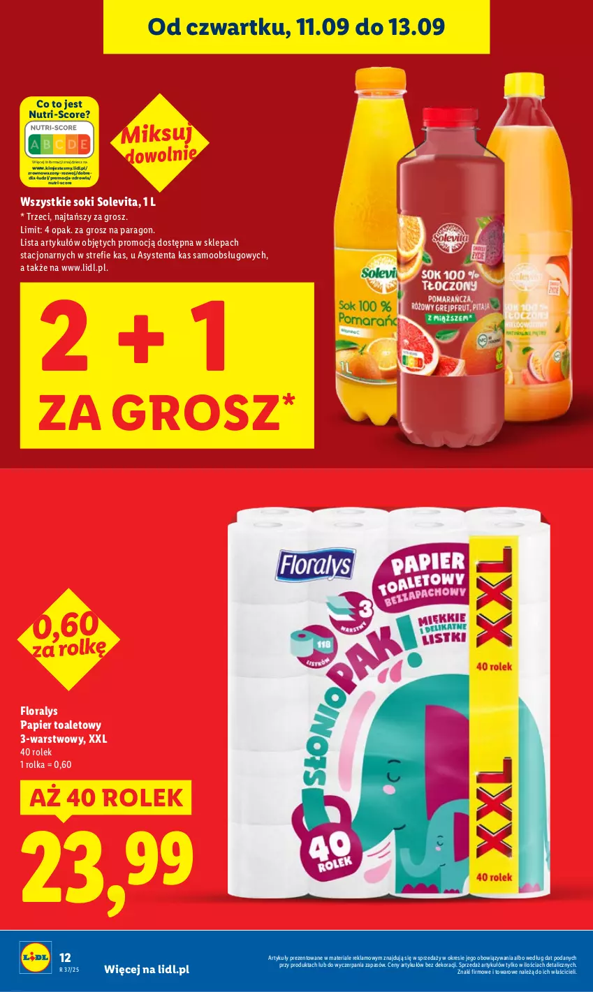 Gazetka promocyjna Lidl - GAZETKA - ważna 11.09 do 13.09.2025 - strona 12 - produkty: Flora, Papier, Papier toaletowy, Sok, Wazon