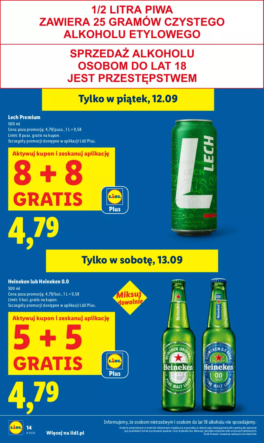 Gazetka promocyjna Lidl - GAZETKA - ważna 11.09 do 13.09.2025 - strona 14 - produkty: Gra, Heineken, Lech Premium