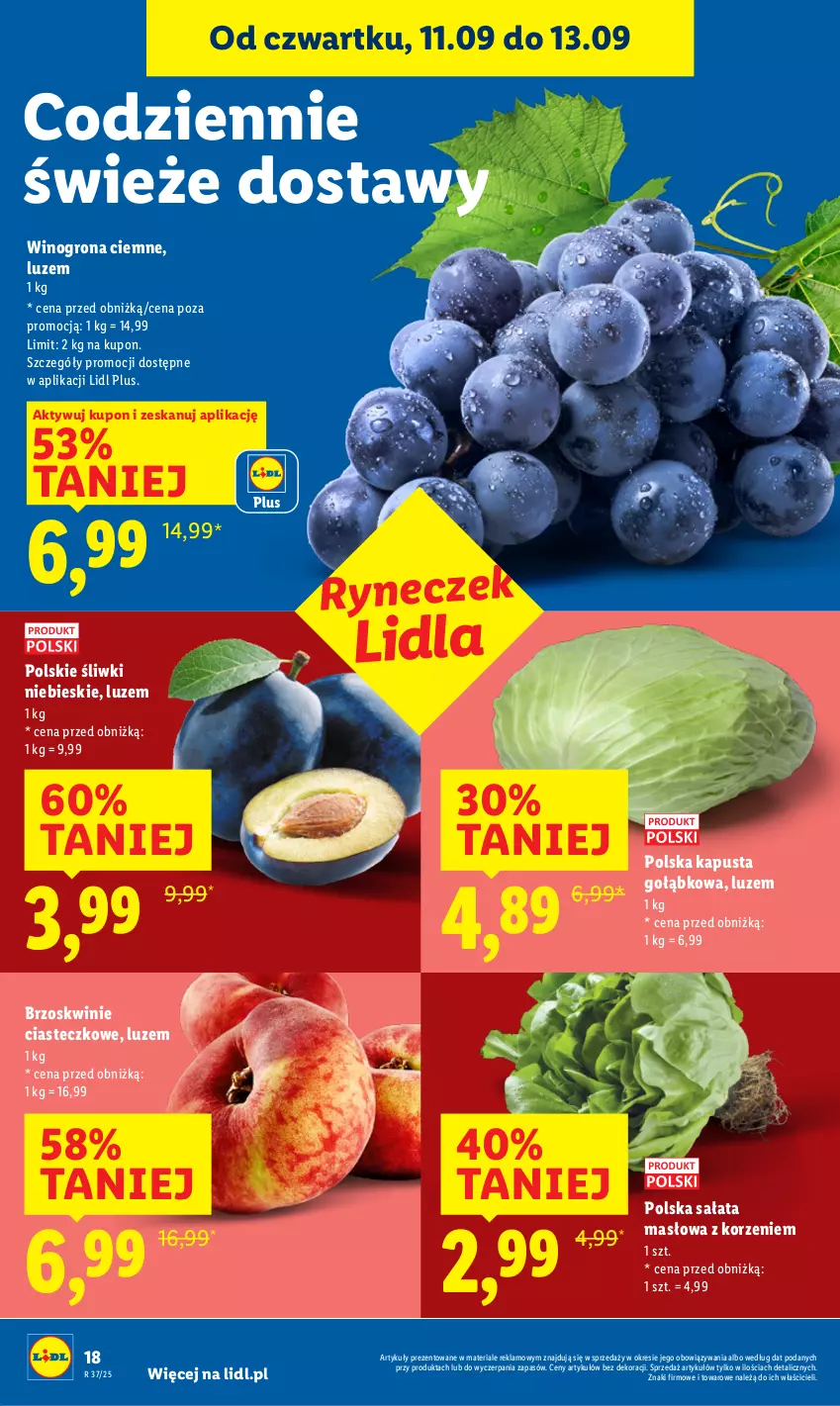 Gazetka promocyjna Lidl - GAZETKA - ważna 11.09 do 13.09.2025 - strona 20 - produkty: Brzoskwinie, Masło, Sałat, Sałata masłowa, Wino, Winogrona