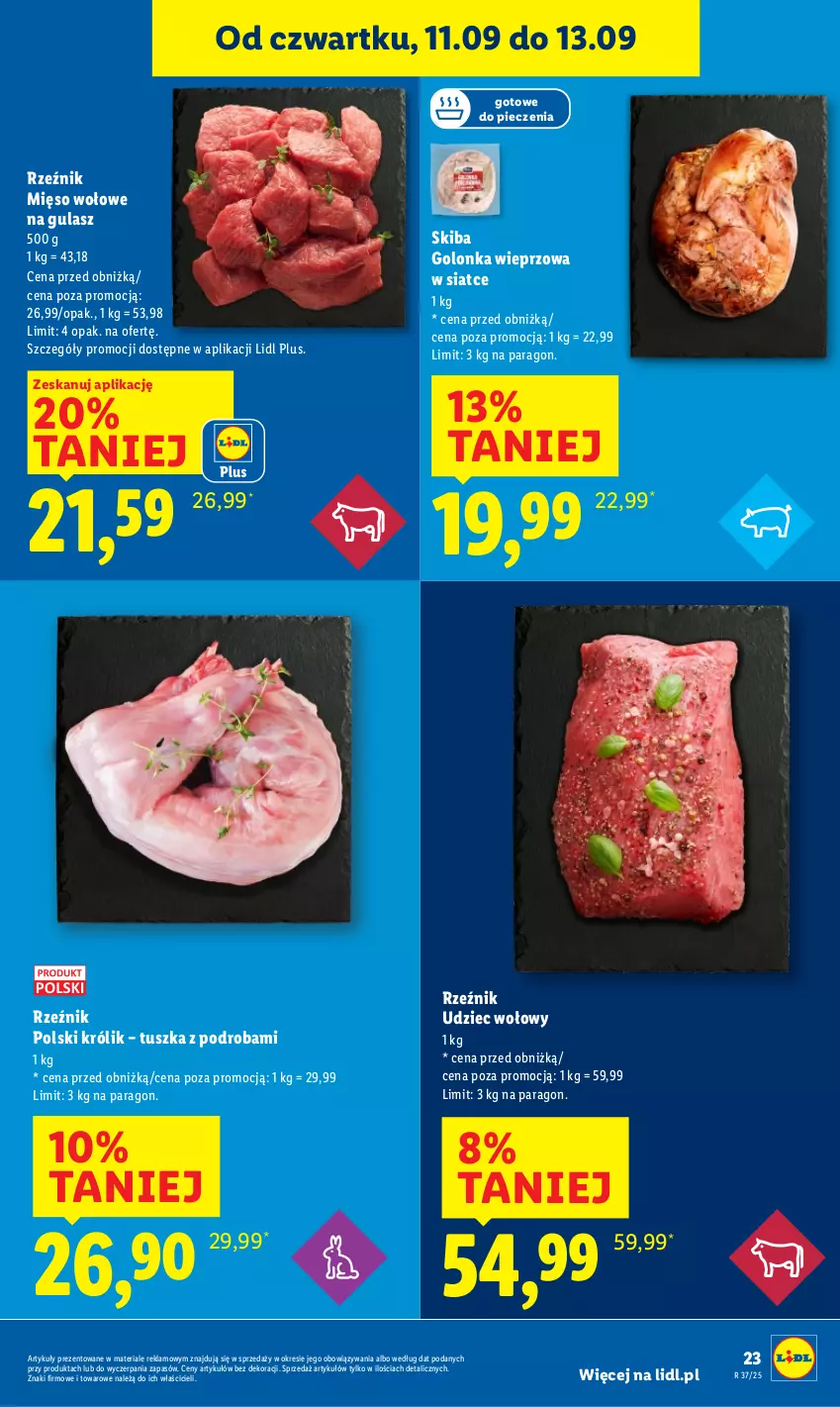 Gazetka promocyjna Lidl - GAZETKA - ważna 11.09 do 13.09.2025 - strona 25 - produkty: Golonka wieprzowa, Królik, Mięso, Mięso wołowe, Piec, Tusz, Udziec wołowy