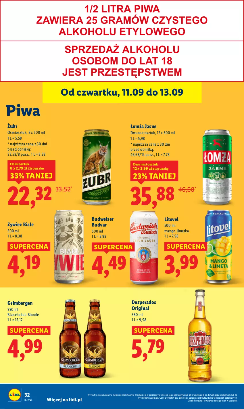 Gazetka promocyjna Lidl - GAZETKA - ważna 11.09 do 13.09.2025 - strona 36 - produkty: Desperados, Gin, Mango, Piwa, Ser