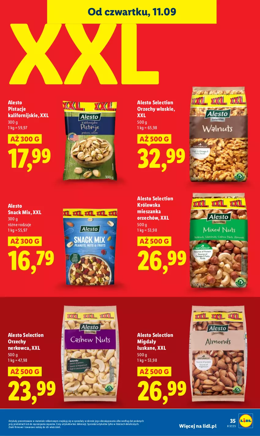 Gazetka promocyjna Lidl - GAZETKA - ważna 11.09 do 13.09.2025 - strona 41 - produkty: Migdały, Migdały łuskane, Orzechy włoskie, Pistacje