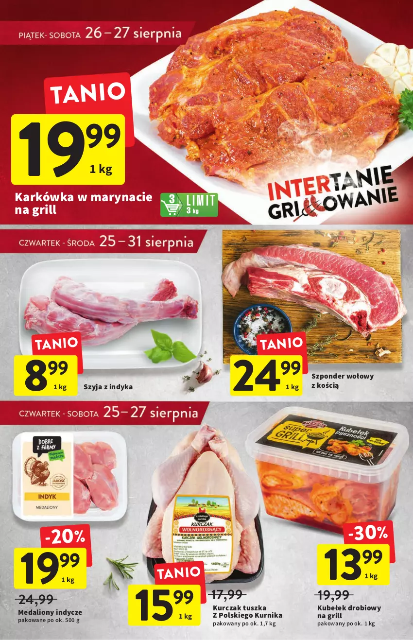 Gazetka promocyjna Intermarche - Gazetka Intermarche - ważna 25.08 do 31.08.2022 - strona 15 - produkty: Grill, Kurczak, Lion, Medaliony indycze, Szponder wołowy, Tusz