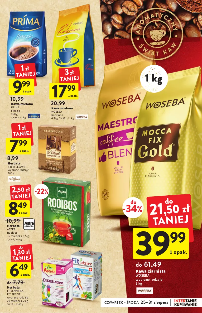 Gazetka promocyjna Intermarche - Gazetka Intermarche - ważna 25.08 do 31.08.2022 - strona 27 - produkty: Apteka, Herbata, Kawa, Kawa mielona, Kawa ziarnista, Prima, Woseba