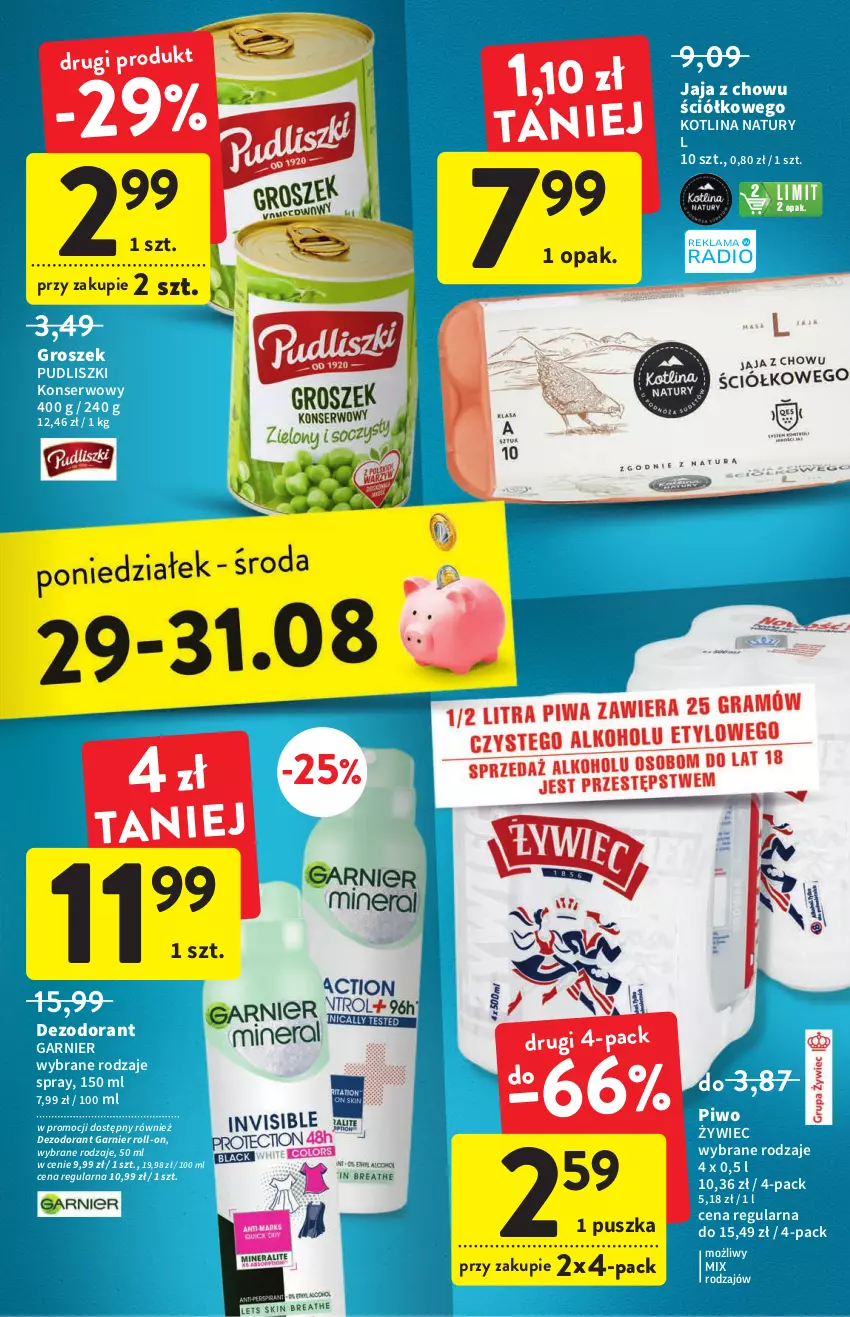 Gazetka promocyjna Intermarche - Gazetka Intermarche - ważna 25.08 do 31.08.2022 - strona 39 - produkty: Dezodorant, Garnier, Groszek, Jaja, Kotlin, Piwo, Pudliszki, Ser