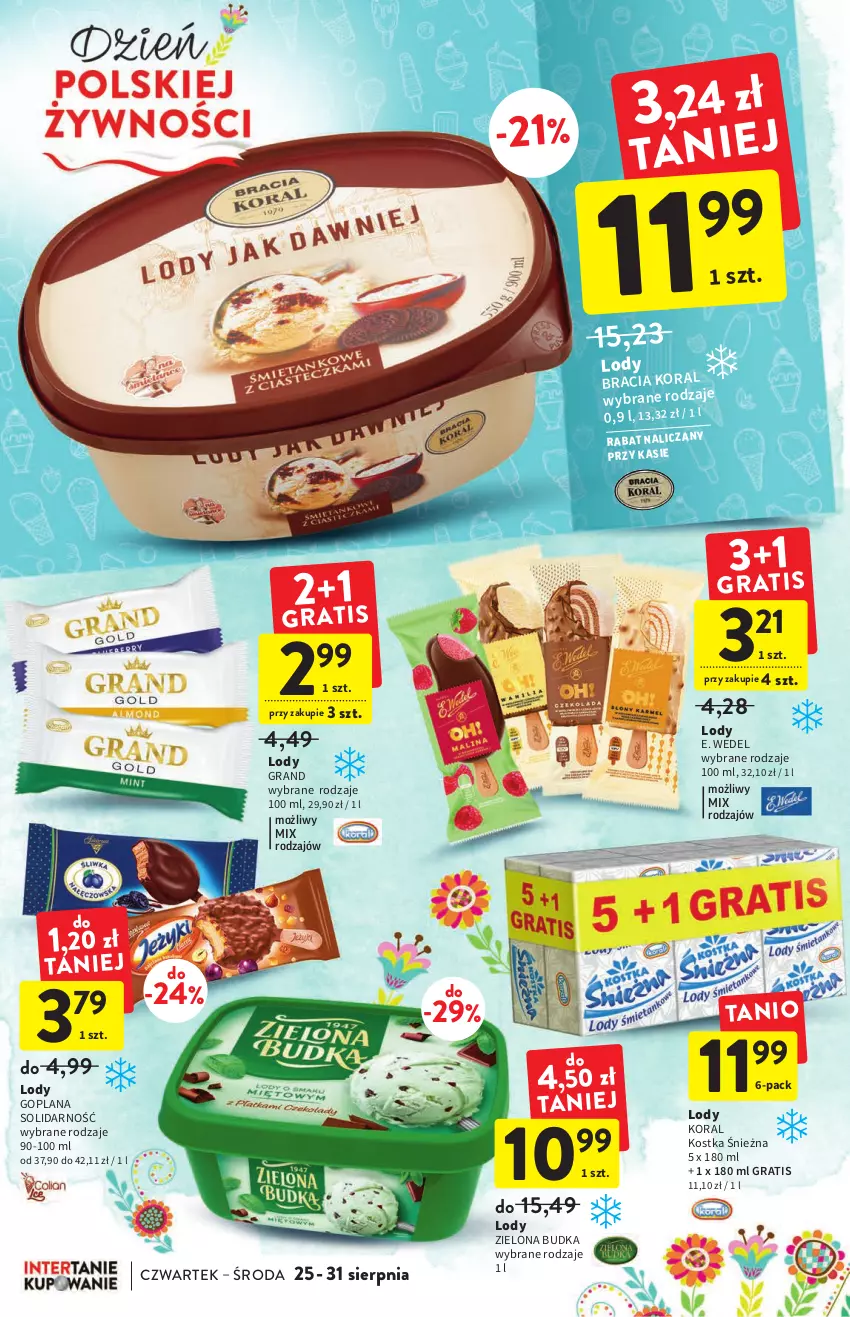 Gazetka promocyjna Intermarche - Gazetka Intermarche - ważna 25.08 do 31.08.2022 - strona 4 - produkty: E. Wedel, Goplana, Gra, LANA, Lody, Zielona Budka