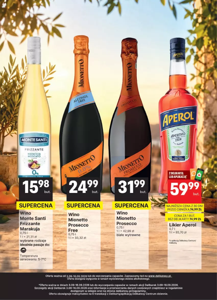 Gazetka promocyjna Delikatesy Centrum - Delibarek DC36-DC37 - ważna 03.09 do 16.09.2026 - strona 6 - produkty: Aperol, Likier, Mionetto, Monte, Monte Santi, Prosecco, Rama, Rum, Ser, Tran, Wino