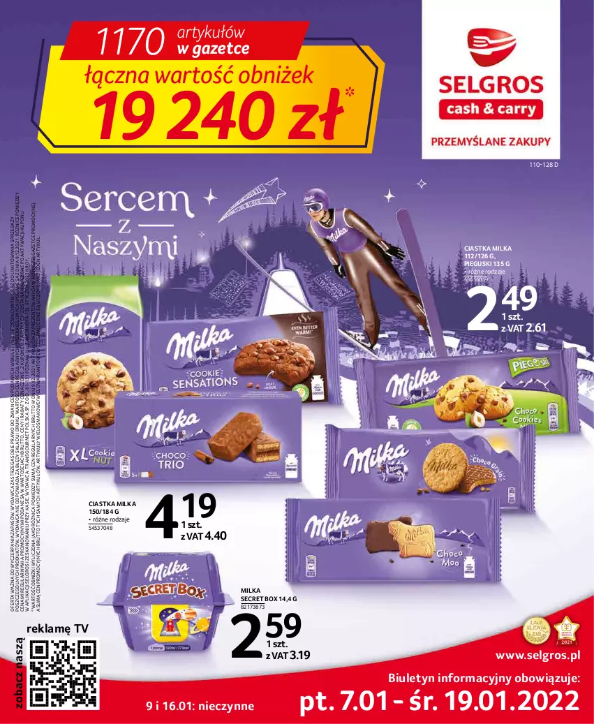 Gazetka promocyjna Selgros - Oferta spożywcza - ważna 07.01 do 19.01.2022 - strona 1 - produkty: Ciastka, Fa, LG, Milka, Tran