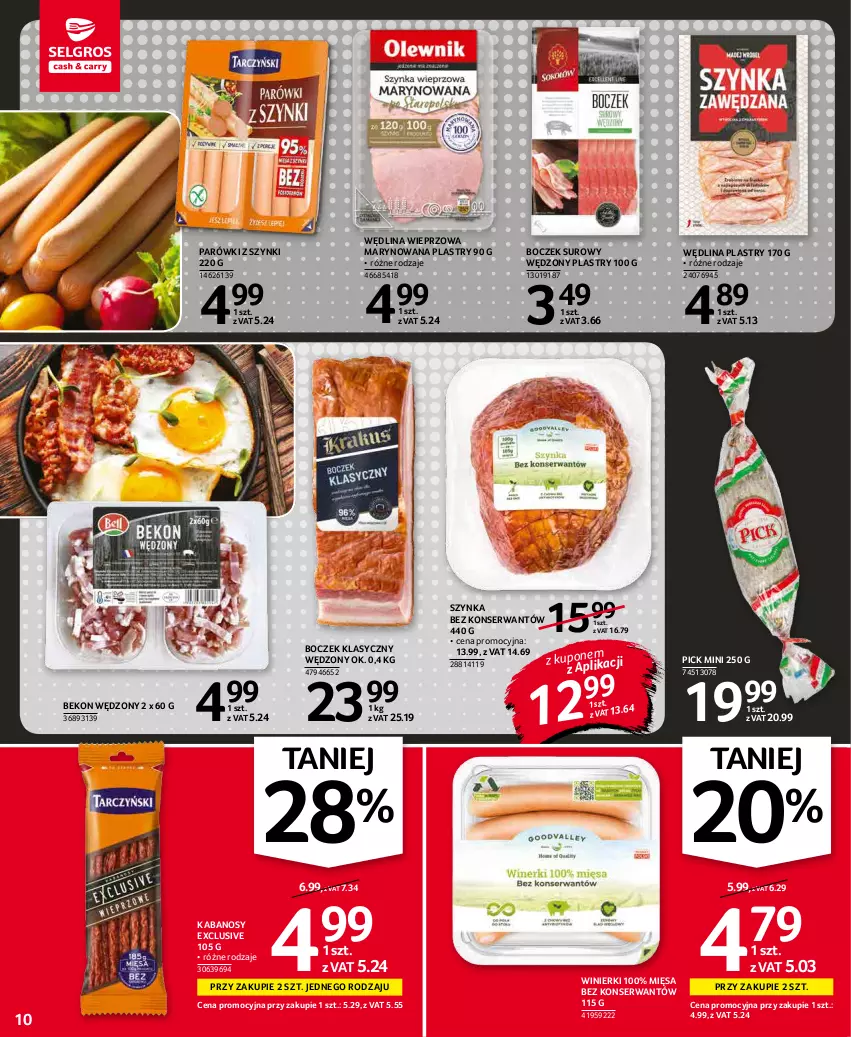 Gazetka promocyjna Selgros - Oferta spożywcza - ważna 07.01 do 19.01.2022 - strona 10 - produkty: Beko, Boczek, Kabanos, Parówki, Parówki z szynki, Ser, Szynka, Wędlina