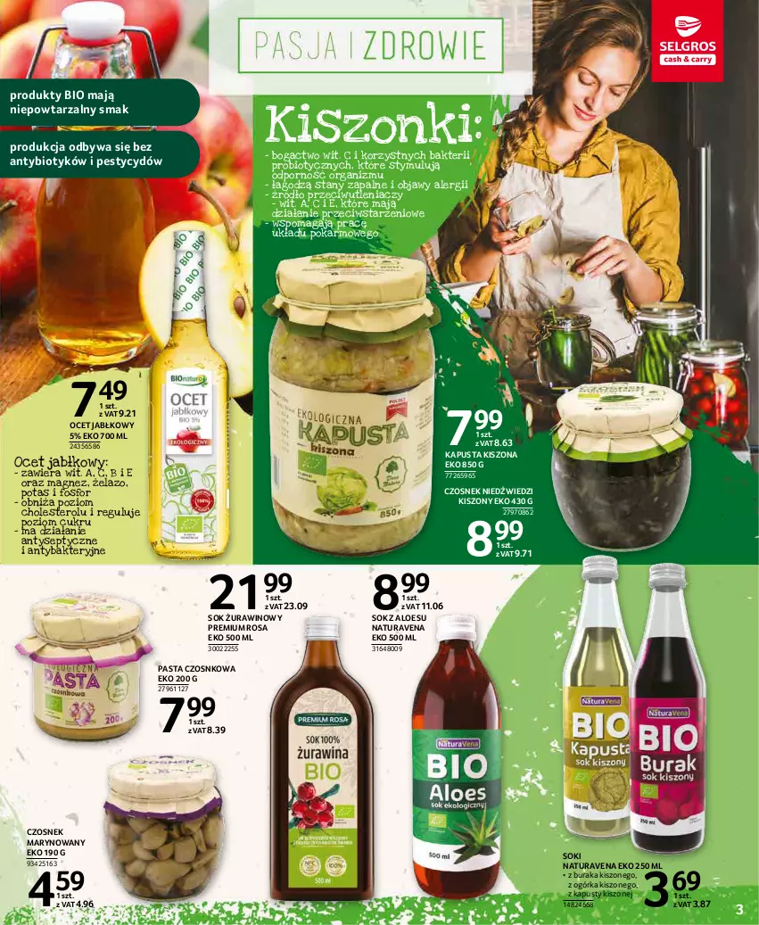 Gazetka promocyjna Selgros - Oferta spożywcza - ważna 07.01 do 19.01.2022 - strona 3 - produkty: Czosnek, Magnez, Ocet, Por, Sok, Wino