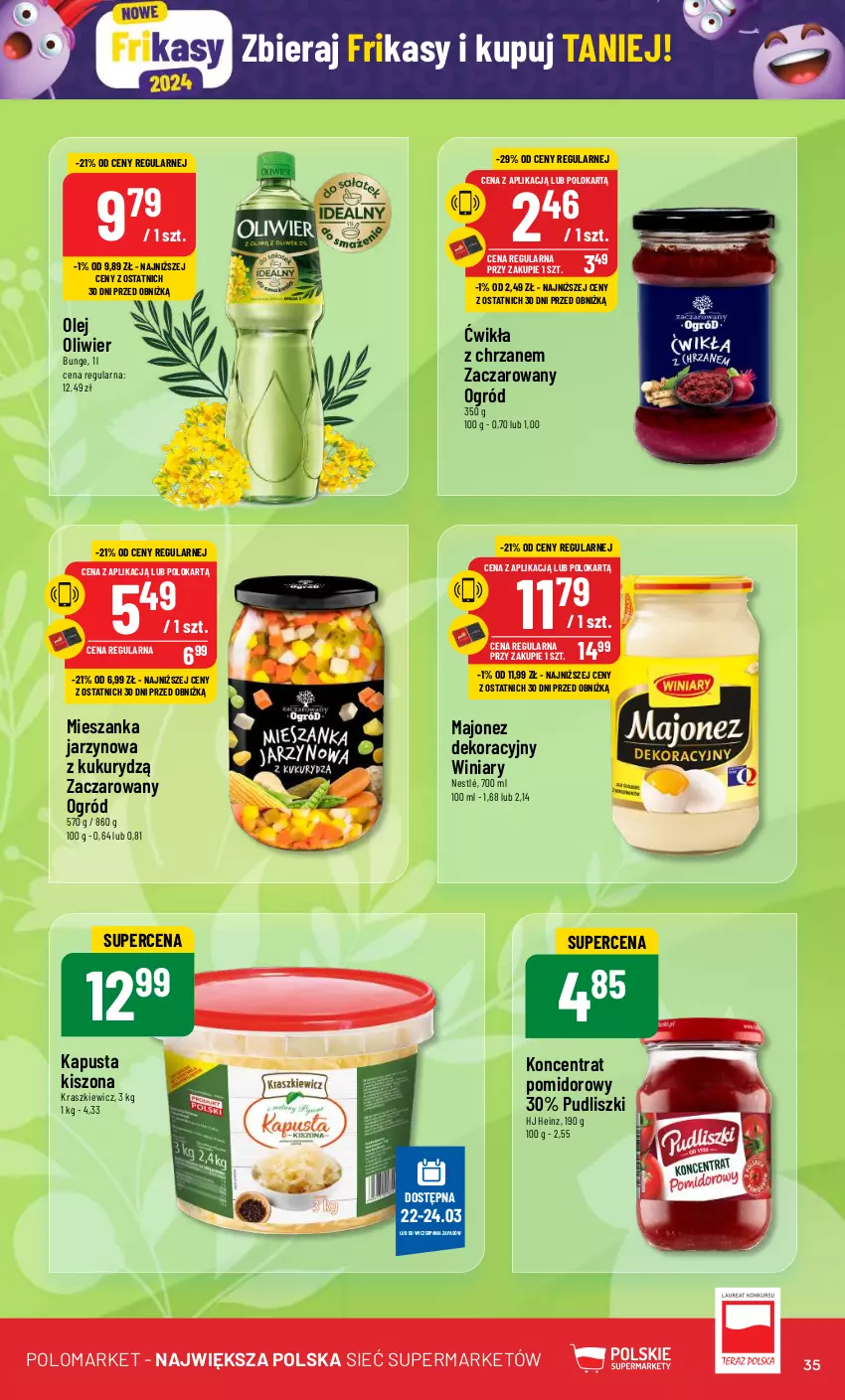 Gazetka promocyjna PoloMarket - Gazetka pomocyjna - ważna 20.03 do 26.03.2024 - strona 35 - produkty: Chrzan, Heinz, Koncentrat pomidorowy, Majonez, Nestlé, Ogród, Olej, Pudliszki, Winiary