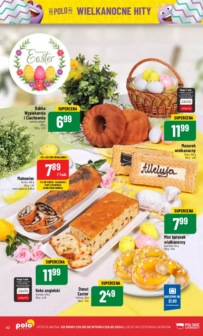 Gazetka promocyjna PoloMarket - Gazetka pomocyjna - ważna 20.03 do 26.03.2024 - strona 42 - produkty: Babka, Dan Cake, Donut, Makowiec