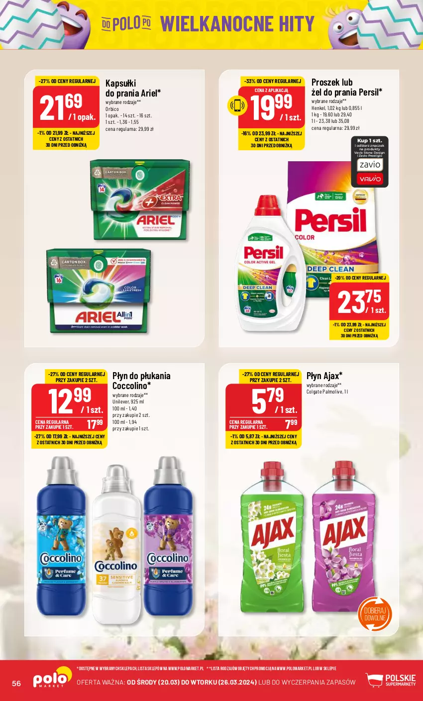 Gazetka promocyjna PoloMarket - Gazetka pomocyjna - ważna 20.03 do 26.03.2024 - strona 56 - produkty: Ajax, Ariel, BIC, Coccolino, Colgate, Kapsułki do prania, LG, Palmolive, Persil, Płyn do płukania