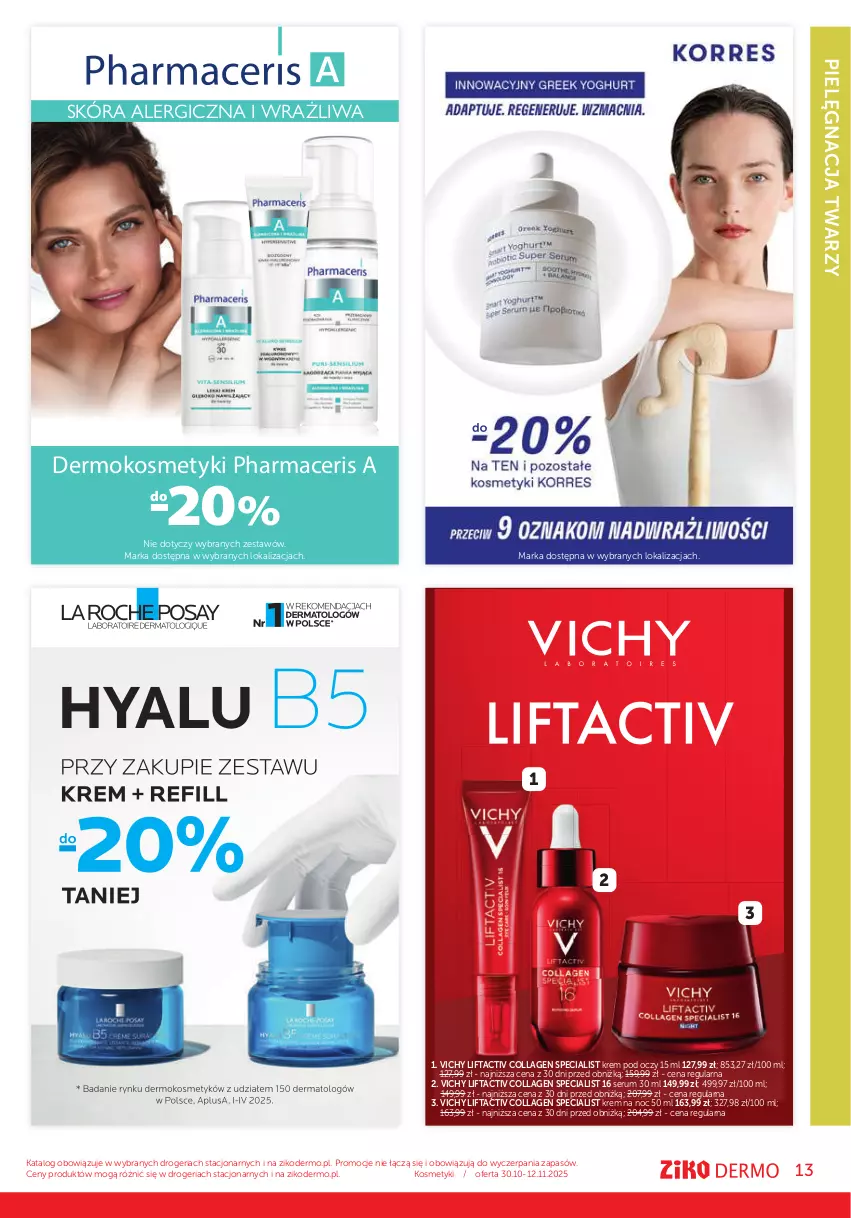 Gazetka promocyjna Ziko - Gazetka Ziko Dermo - ważna 30.10 do 12.11.2025 - strona 13 - produkty: Acer, Krem na noc, Krem pod oczy, Pharmaceris, Rum, Ser, Serum, Vichy