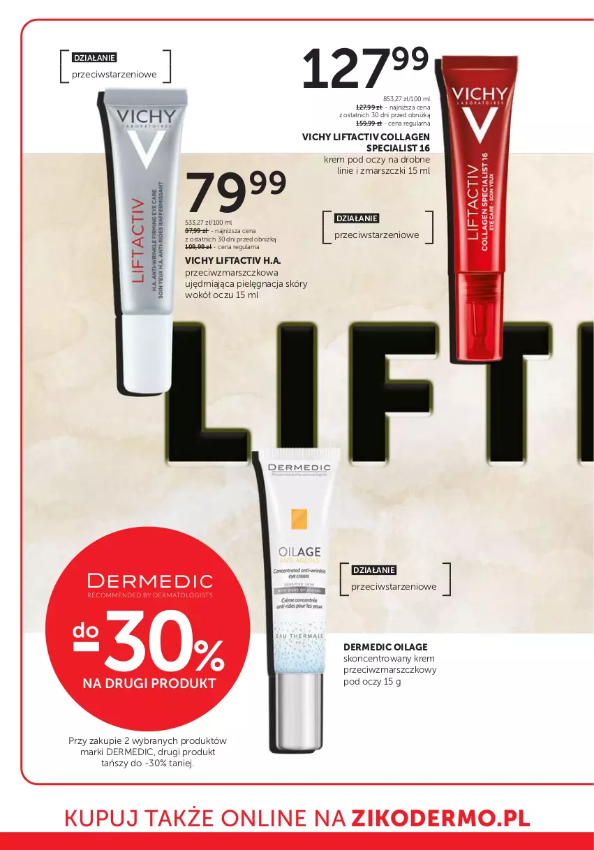 Gazetka promocyjna Ziko - Gazetka Ziko Dermo - ważna 30.10 do 12.11.2025 - strona 14 - produkty: Dermedic, Krem pod oczy, Krem przeciwzmarszczkowy, Mars, Pielęgnacja skóry, Vichy