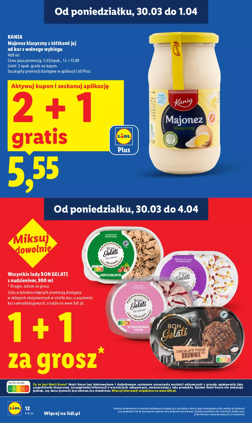 Gazetka promocyjna Lidl - Gazetka ważna od 30.03 do 1.04 - ważna 30.03 do 01.04.2026 - strona 12 - produkty: Gra, Lody, Majonez
