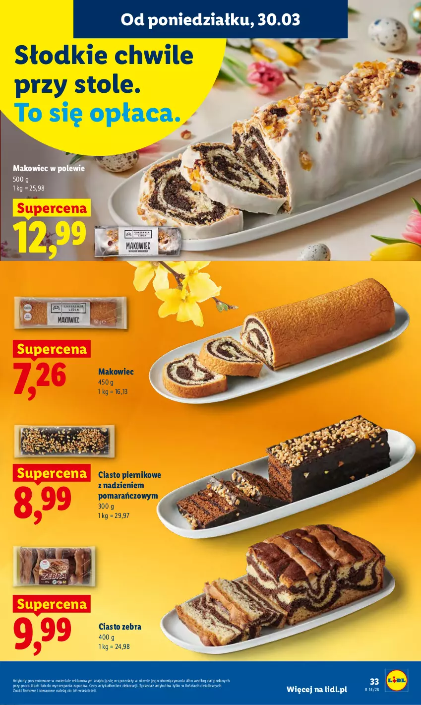 Gazetka promocyjna Lidl - Gazetka ważna od 30.03 do 1.04 - ważna 30.03 do 01.04.2026 - strona 33 - produkty: Makowiec, Piernik