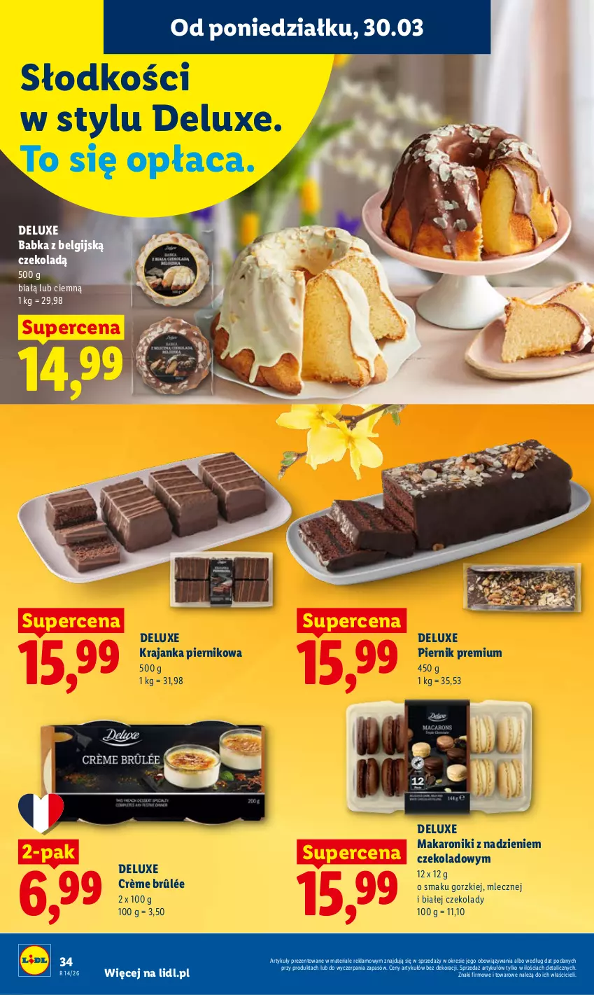 Gazetka promocyjna Lidl - Gazetka ważna od 30.03 do 1.04 - ważna 30.03 do 01.04.2026 - strona 34 - produkty: Babka, Crème brûlée, LG, Makaron, Piernik