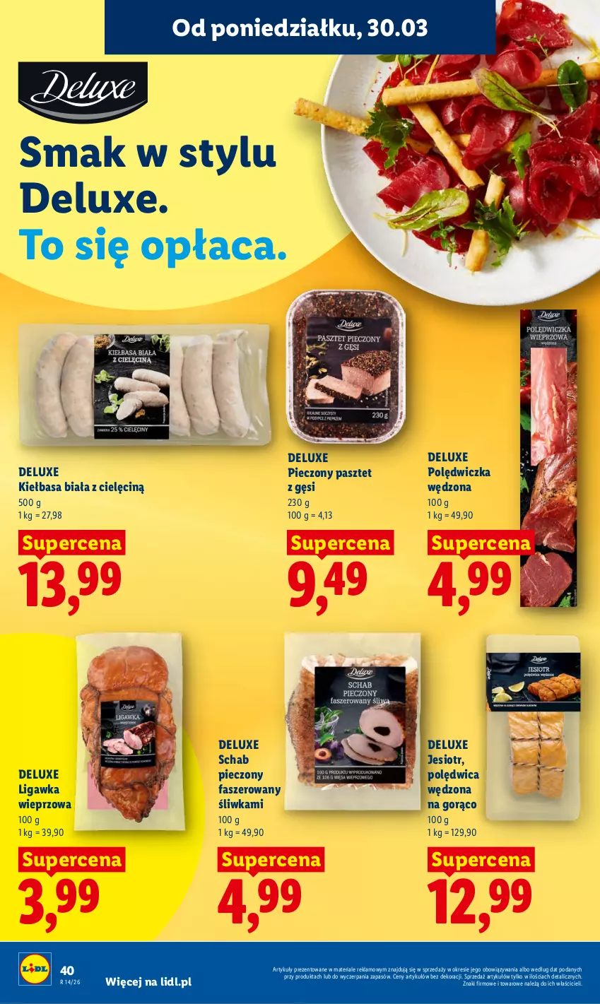 Gazetka promocyjna Lidl - Gazetka ważna od 30.03 do 1.04 - ważna 30.03 do 01.04.2026 - strona 40 - produkty: Fa, Kiełbasa, Kiełbasa biała, Pasztet, Piec, Polędwica, Schab pieczony
