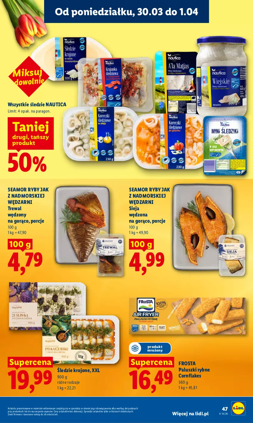 Gazetka promocyjna Lidl - Gazetka ważna od 30.03 do 1.04 - ważna 30.03 do 01.04.2026 - strona 47 - produkty: Frosta, Paluszki rybne, Por, Sieja wędzona