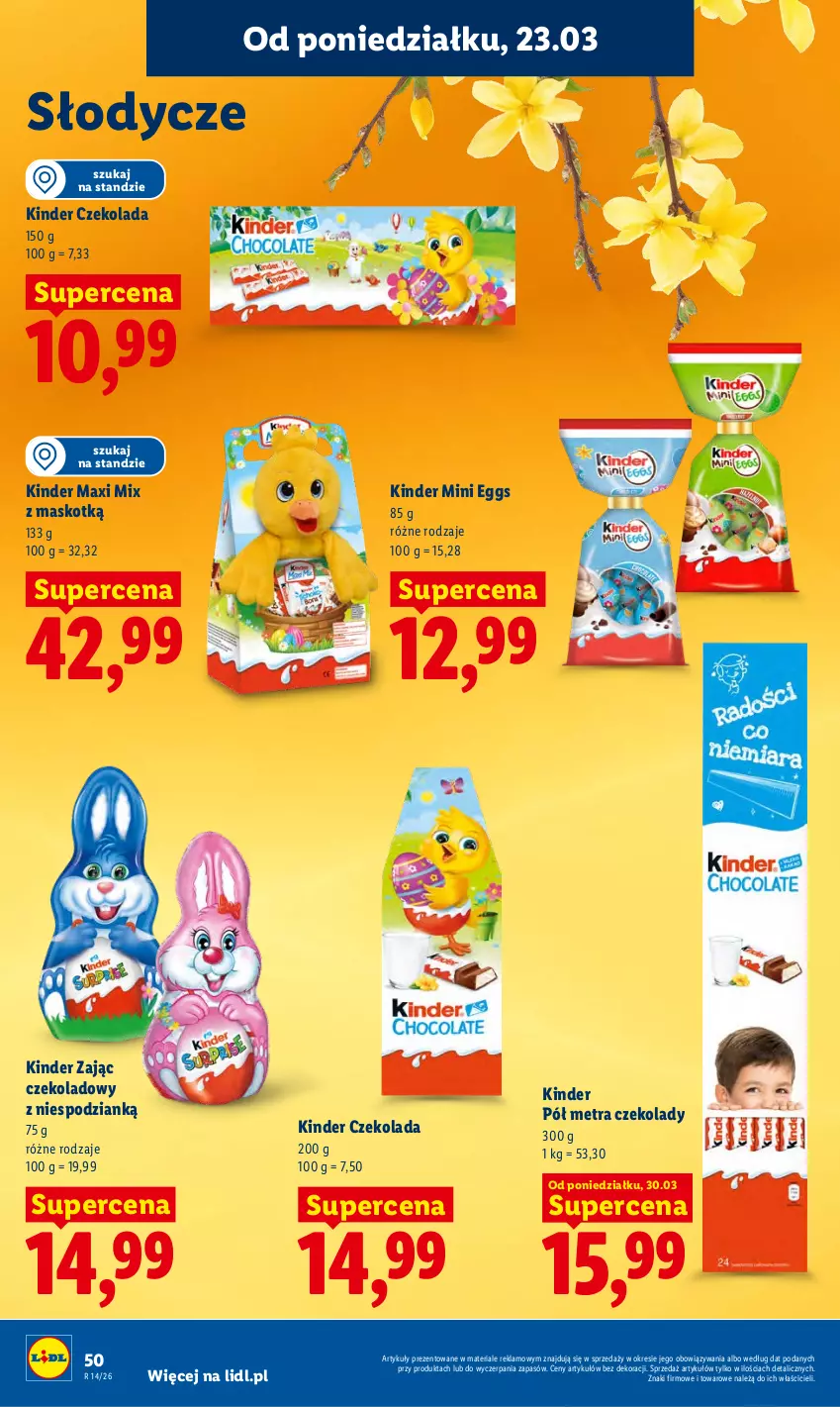Gazetka promocyjna Lidl - Gazetka ważna od 30.03 do 1.04 - ważna 30.03 do 01.04.2026 - strona 50 - produkty: Czekolada, Kinder