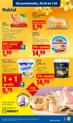 Gazetka promocyjna Lidl - Gazetka ważna od 30.03 do 1.04 - Gazetka - ważna od 01.04 do 01.04.2026 - strona 45 - produkty: Ser, Gra, Twaróg, Piątnica, Mascarpone, Pilos, Margaryna, Deser, Kasia