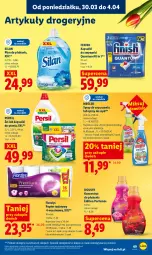 Gazetka promocyjna Lidl - Gazetka ważna od 30.03 do 1.04 - Gazetka - ważna od 01.04 do 01.04.2026 - strona 69 - produkty: Spray do czyszczenia, Papier, Finish, Persil, Papier toaletowy, Silan, Płyn do płukania, Zmywarki, Flora, Kapsułki do prania