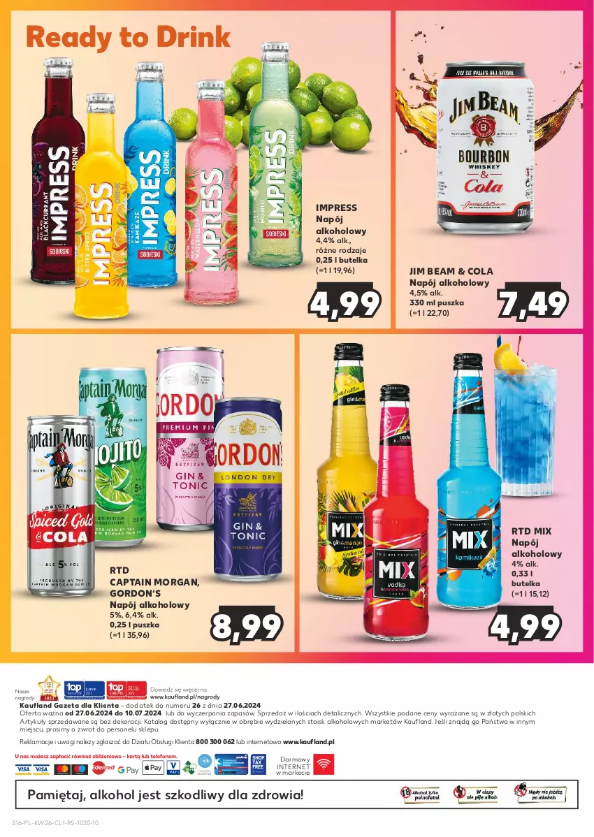 Gazetka promocyjna Kaufland - Barek Kauflandu - ważna 27.06 do 10.07.2024 - strona 16 - produkty: Captain Morgan, Jim Beam, Mięta, Napój, Wagi