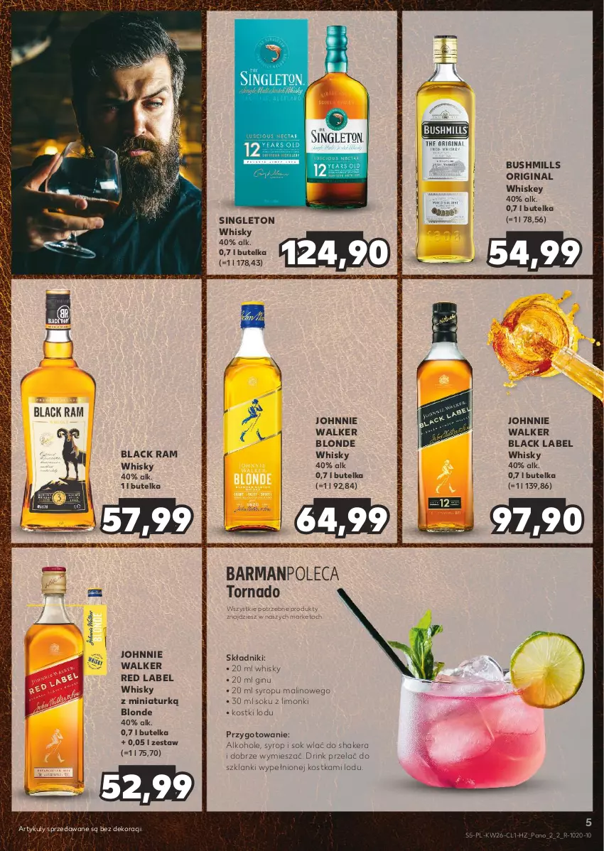 Gazetka promocyjna Kaufland - Barek Kauflandu - ważna 27.06 do 10.07.2024 - strona 5 - produkty: Alkohole, Bushmills, Gin, Johnnie Walker, Lack, Lanki, Sok, Syrop, Whiskey, Whisky