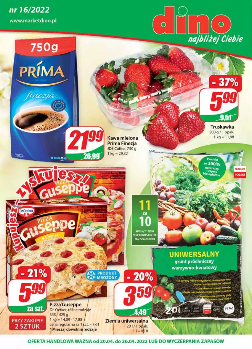 Gazetka promocyjna Dino - Gazetka - ważna 20.04 do 26.04.2022 - strona 1 - produkty: Dr. Oetker, EPEE, Grunt, Kawa, Kawa mielona, Prima