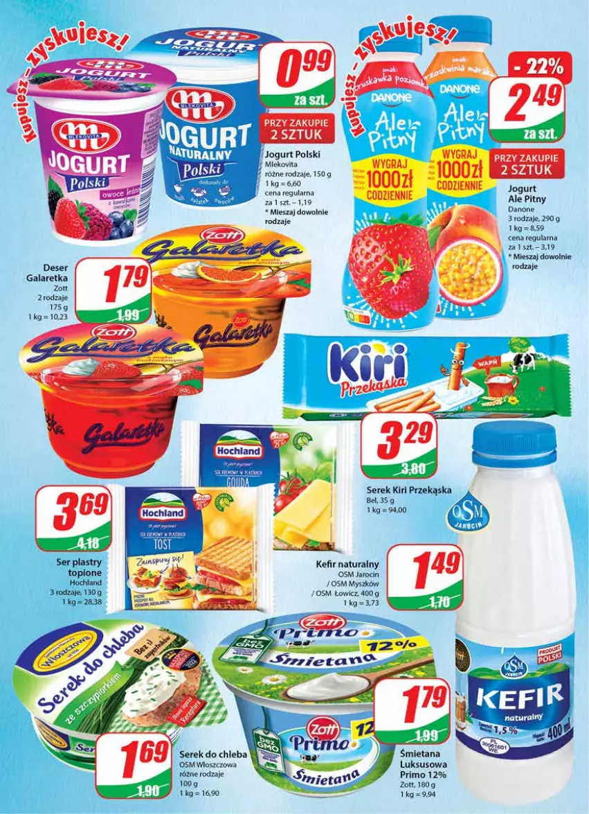 Gazetka promocyjna Dino - Gazetka - ważna 20.04 do 26.04.2022 - strona 14 - produkty: Chleb, Danone, Deser, Gala, Galaretka, Gra, Hochland, Kefir, Kefir naturalny, Mysz, Ser, Serek, Top, Zott