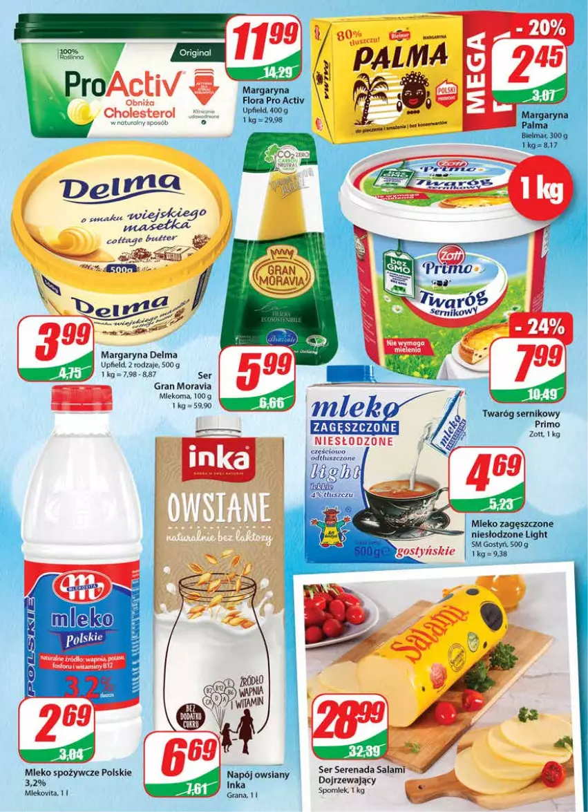 Gazetka promocyjna Dino - Gazetka - ważna 20.04 do 26.04.2022 - strona 15 - produkty: Delma, Flora, Gra, Margaryna, Mleko, Mleko zagęszczone, Salami, Ser, Twaróg, Zott