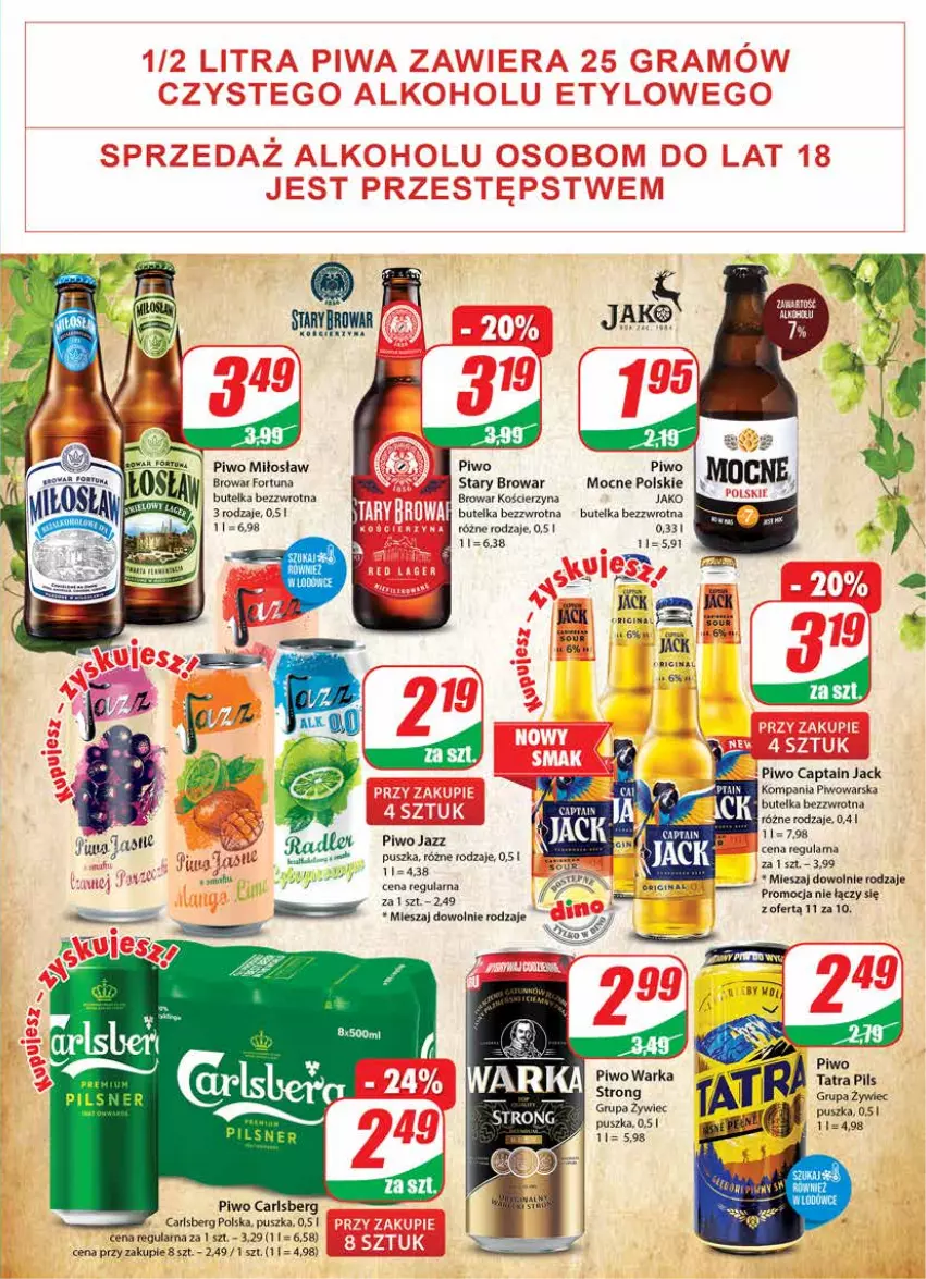 Gazetka promocyjna Dino - Gazetka - ważna 20.04 do 26.04.2022 - strona 17 - produkty: Captain Jack, Carlsberg, Fortuna, Gin, LG, Piwo, Tatra