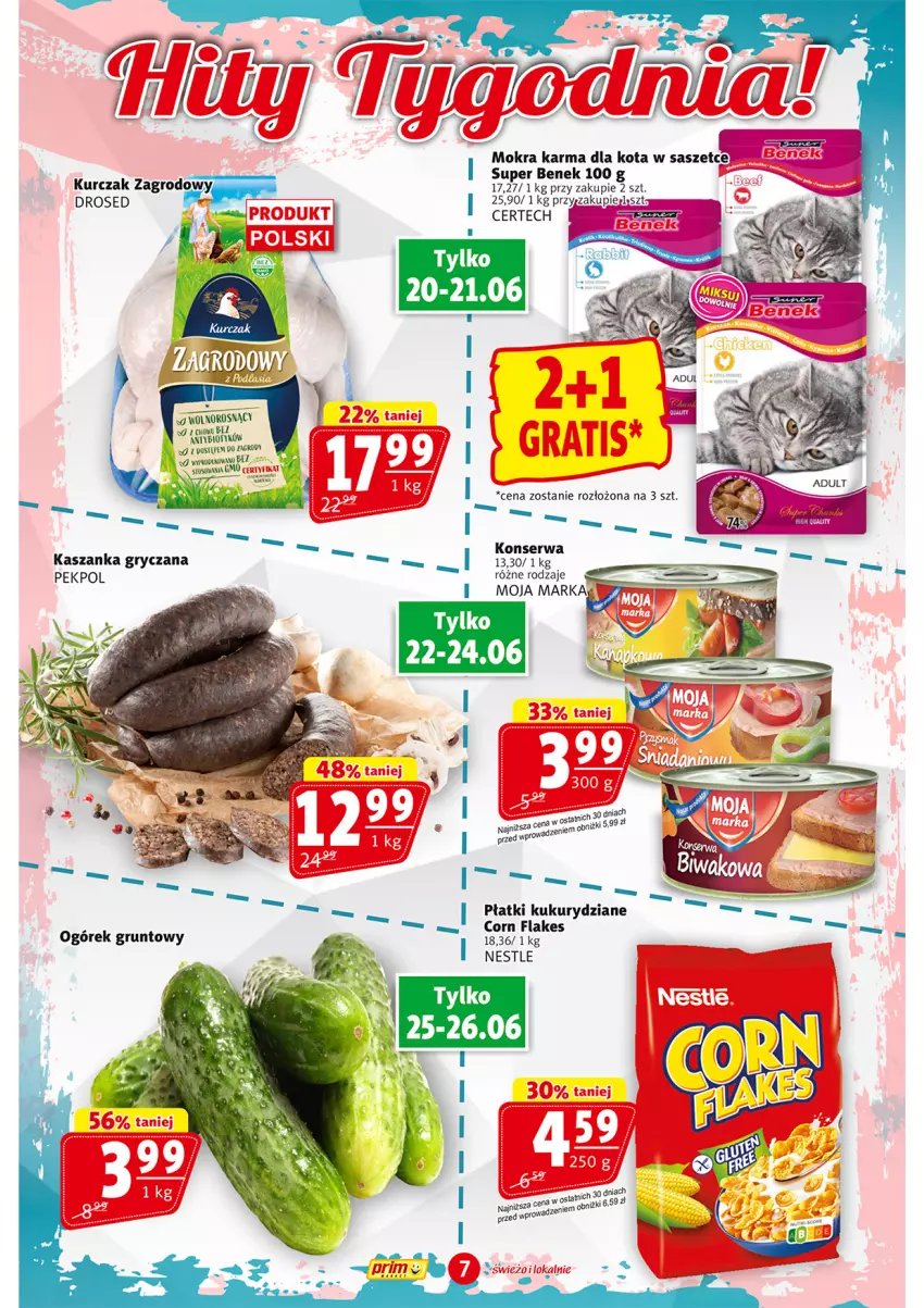 Gazetka promocyjna Prim Market - ważna 20.06 do 26.06.2024 - strona 7 - produkty: Corn flakes, Gry, Kasza, Kaszanka, Mokra karma, Pekpol, Ser, Super Benek