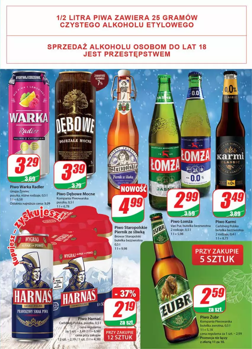 Gazetka promocyjna Dino - Gazetka - ważna 11.01 do 17.01.2023 - strona 17 - produkty: Carlsberg, Gra, Piwa, Piwo, Pur, Radler, Warka