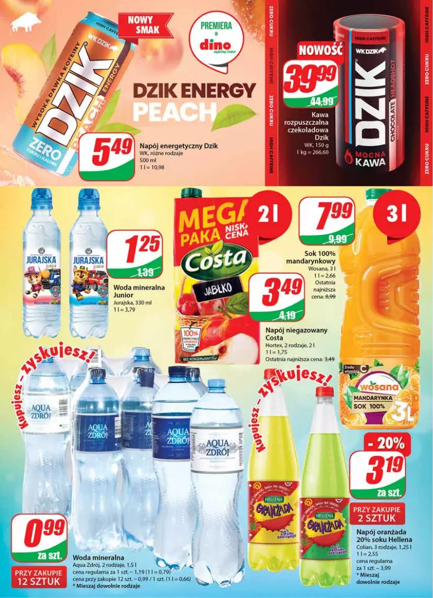 Gazetka promocyjna Dino - Gazetka - ważna 11.01 do 17.01.2023 - strona 2 - produkty: Hortex, Napój, Napój energetyczny, Napój niegazowany, Sok, Wosana