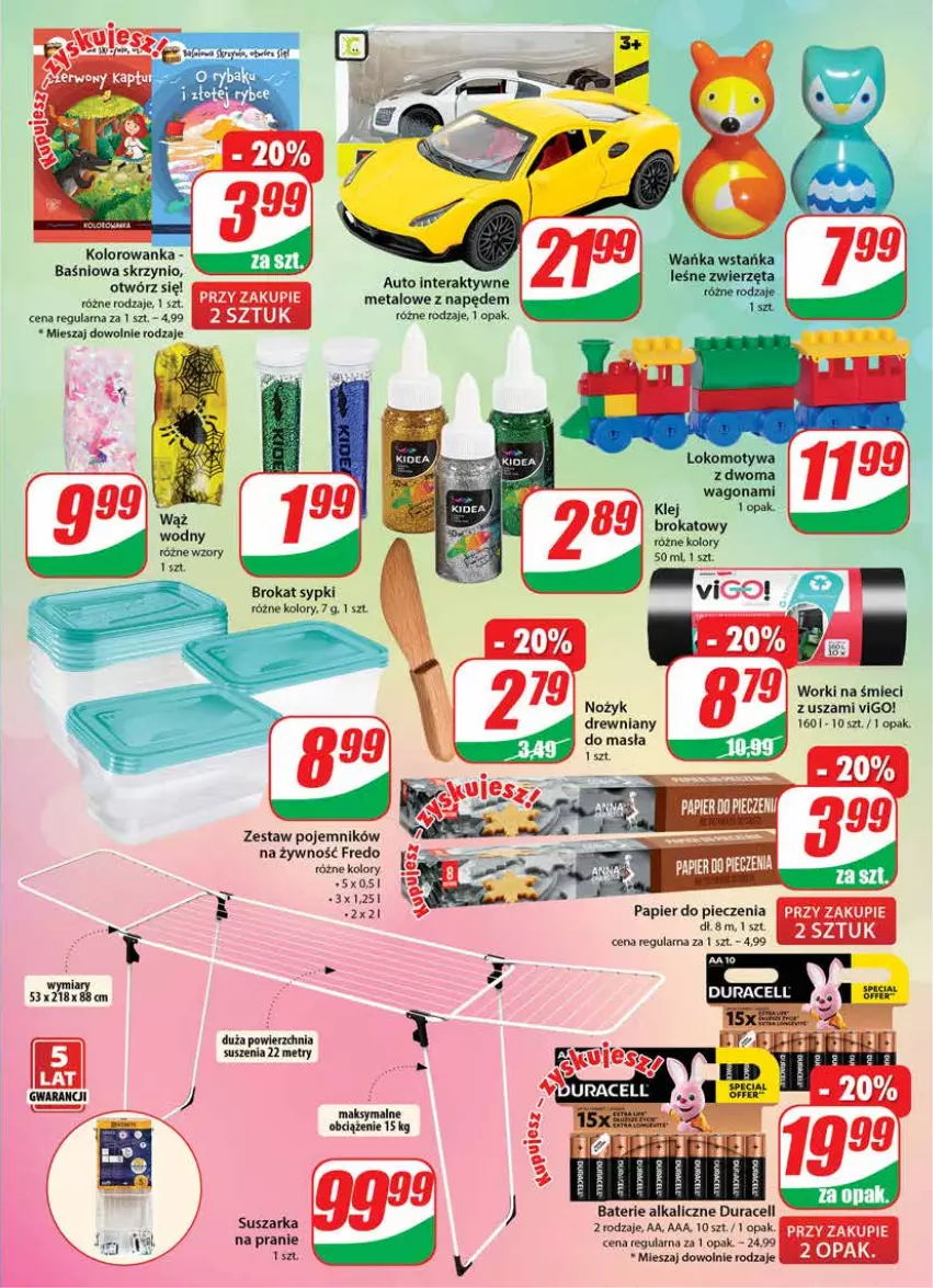 Gazetka promocyjna Dino - Gazetka - ważna 11.01 do 17.01.2023 - strona 21 - produkty: Baterie alkaliczne, Duracell, Kolorowanka, Noż, Papier, Papier do pieczenia, Piec, Pojemnik, Suszarka, Tera, Worki na śmiec, Worki na śmieci