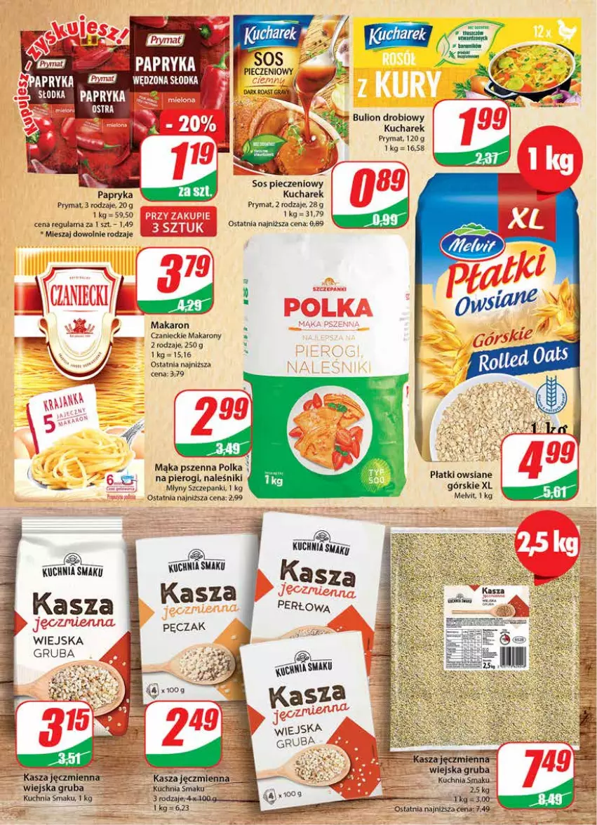 Gazetka promocyjna Dino - Gazetka - ważna 11.01 do 17.01.2023 - strona 8 - produkty: Bulion, Kasza, Kucharek, Kuchnia, Lion, Mąka, Mąka pszenna, Makaron, Naleśniki, Papryka, Piec, Pierogi, Płatki owsiane, Prymat, Sos, Sos pieczeniowy