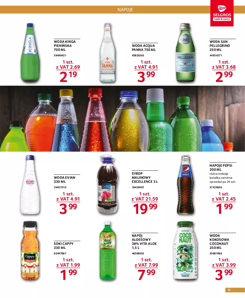 Gazetka promocyjna Selgros - Oferta gastronomiczna - ważna 17.11 do 30.11.2022 - strona 11 - produkty: Acqua Panna, Cappy, Kokos, Napój, Napoje, Pepsi, Sok, Syrop, Woda