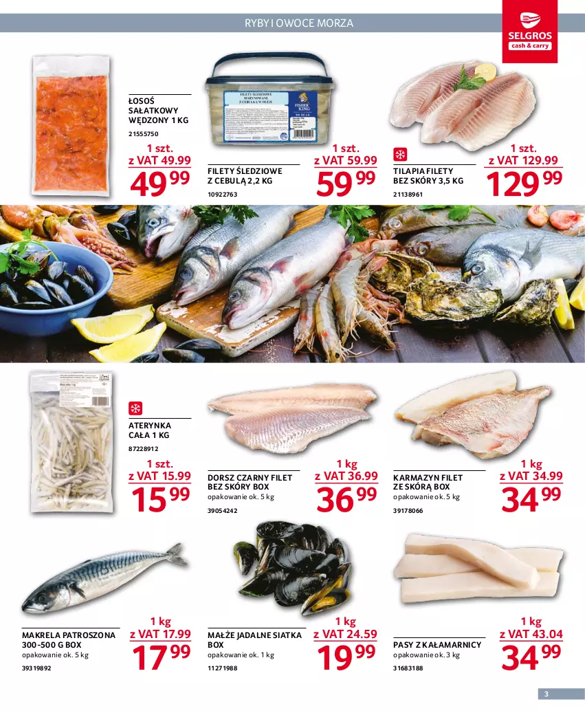 Gazetka promocyjna Selgros - Oferta gastronomiczna - ważna 17.11 do 30.11.2022 - strona 3 - produkty: Dorsz, Małże, Owoce, Sałat, Siatka, Tilapia