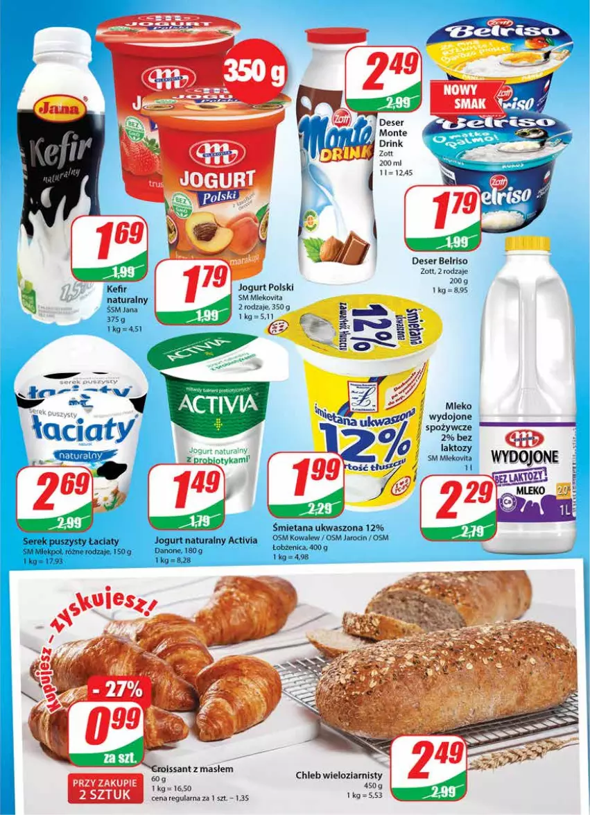 Gazetka promocyjna Dino - Gazetka - ważna 04.08 do 10.08.2021 - strona 13 - produkty: Chleb, Chleb wieloziarnisty, Deser, Jogurt, Jogurt naturalny, Mleko, Mlekovita, Monte, Ser, Zott