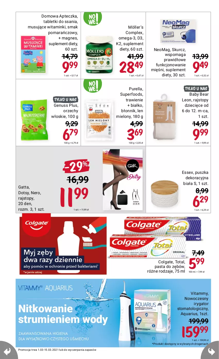 Gazetka promocyjna Rossmann - Marzec I - ważna 01.03 do 15.03.2021 - strona 14 - produkty: Gatta, Irygator, Leon, Omega-3, Rajstopy, Top