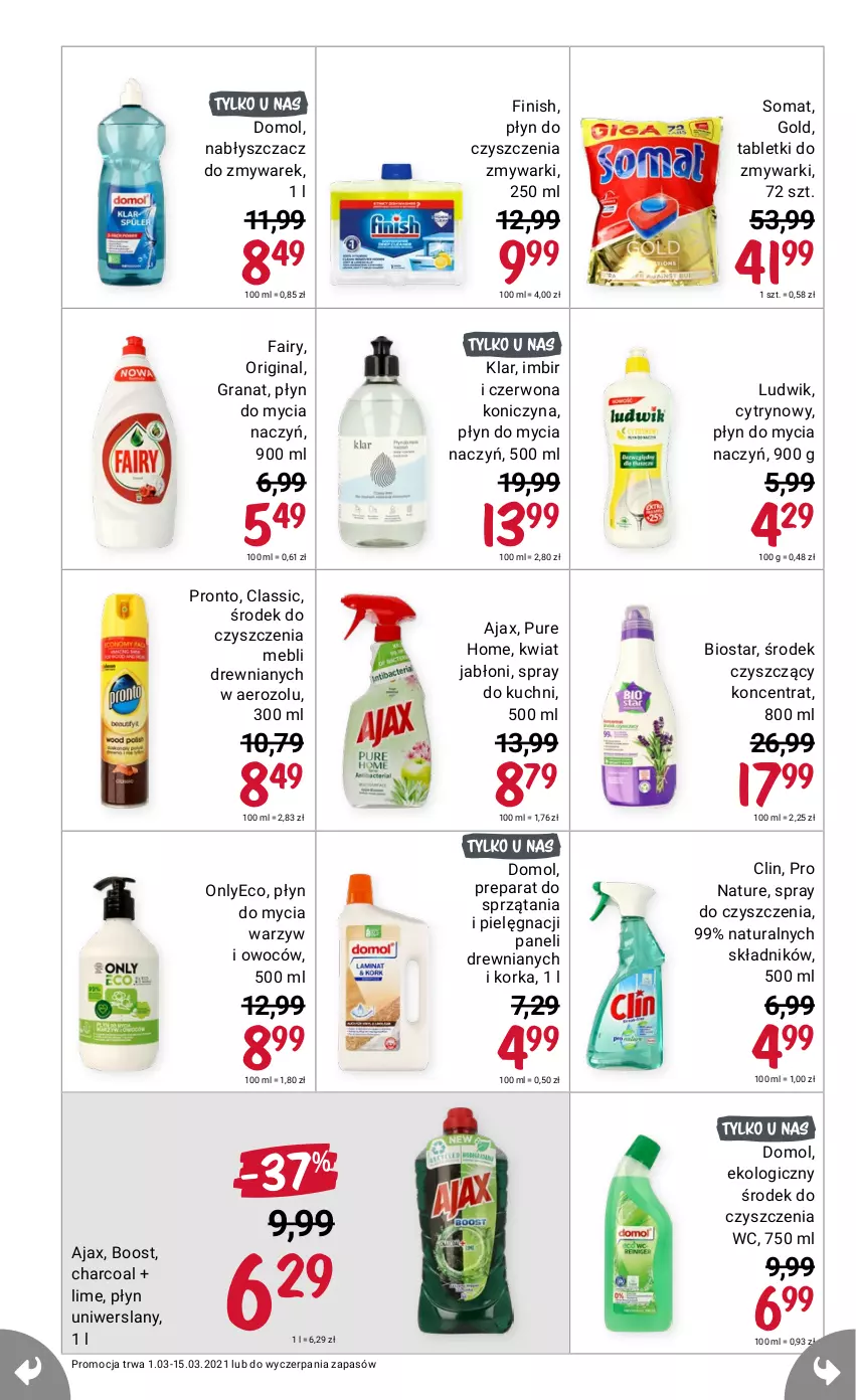 Gazetka promocyjna Rossmann - Marzec I - ważna 01.03 do 15.03.2021 - strona 2 - produkty: Ajax, Clin, Domol, Fa, Fairy, Gin, Imbir, Ludwik, Orka, Pur, Somat, Tablet, Tabletki do zmywarki, Zmywarki