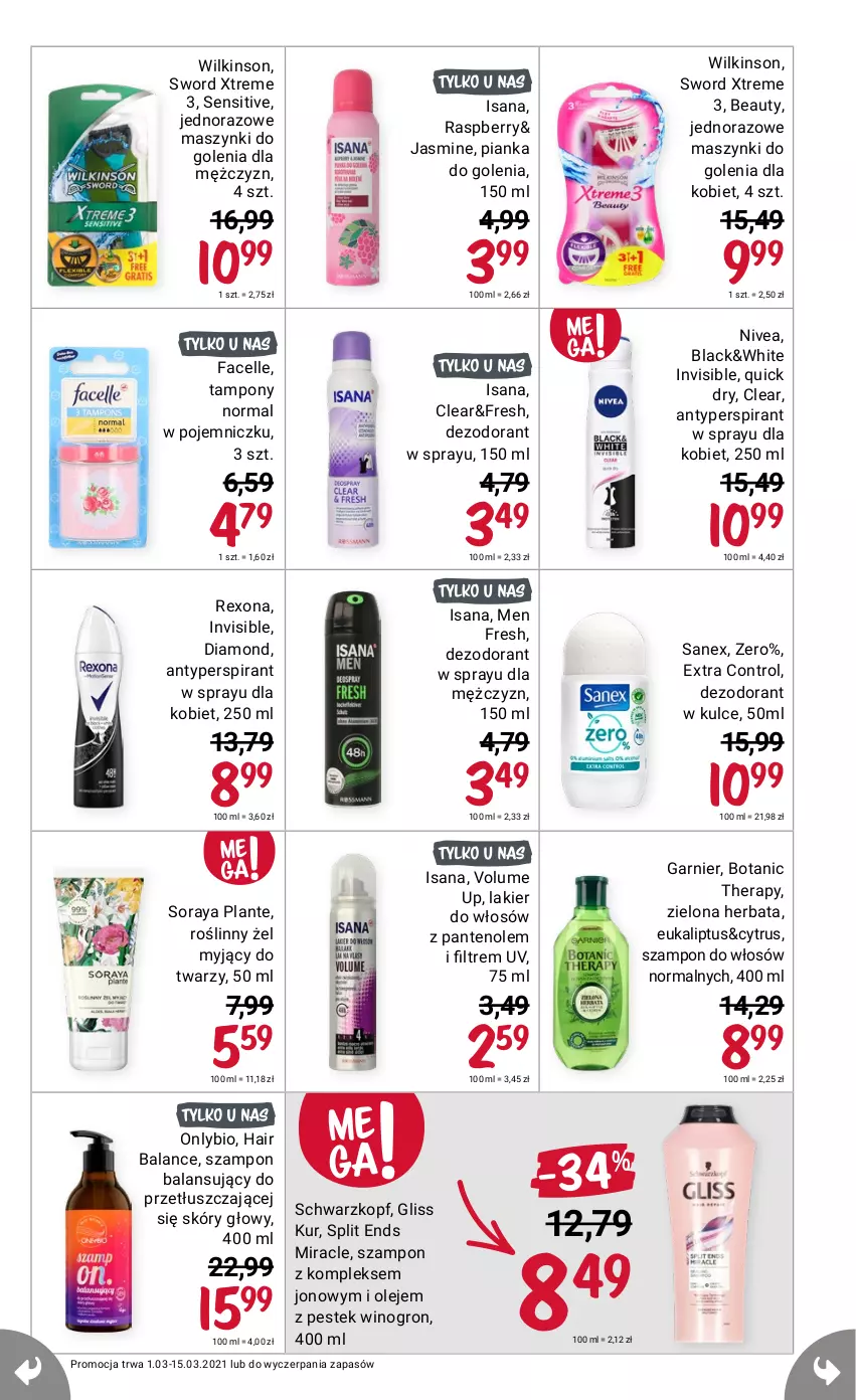 Gazetka promocyjna Rossmann - Marzec I - ważna 01.03 do 15.03.2021 - strona 7 - produkty: Antyperspirant, Control, Herbata, Isana, Nivea, Rexona, Sanex, Tampony