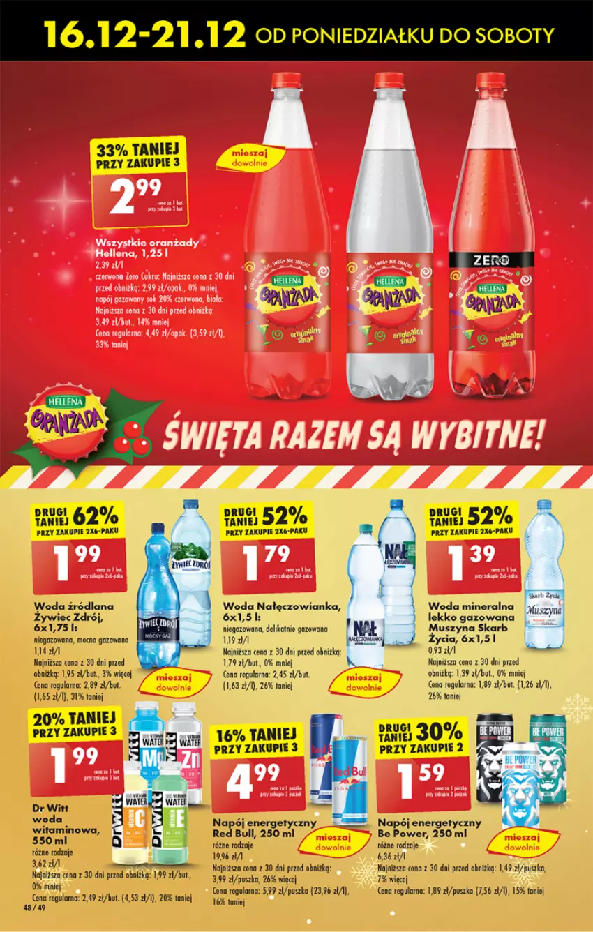 Gazetka promocyjna Biedronka - Od poniedzialku - ważna 16.12 do 21.12.2024 - strona 58 - produkty: LANA, Mus, Nałęczowianka, Napój, Napój energetyczny, Red Bull, Szyna, Woda, Woda mineralna