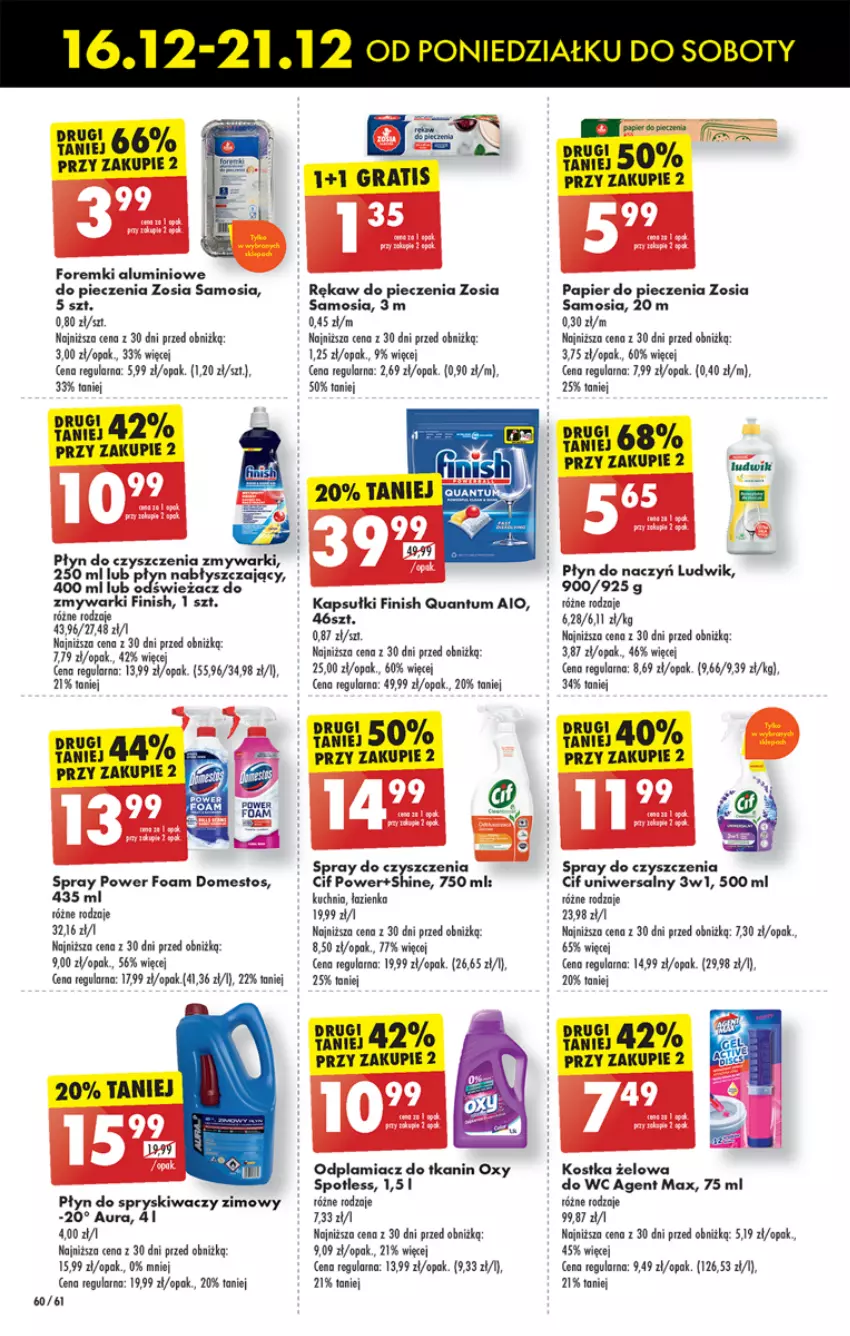 Gazetka promocyjna Biedronka - Od poniedzialku - ważna 16.12 do 21.12.2024 - strona 72 - produkty: Cif, Domestos, Finish, Foremki, Gra, Kuchnia, Ludwik, Odplamiacz, Odświeżacz do zmywarki, Papier, Papier do pieczenia, Piec, Płyn do spryskiwaczy, Płyn nabłyszczający, Rękaw do pieczenia, Spray do czyszczenia, Zmywarki