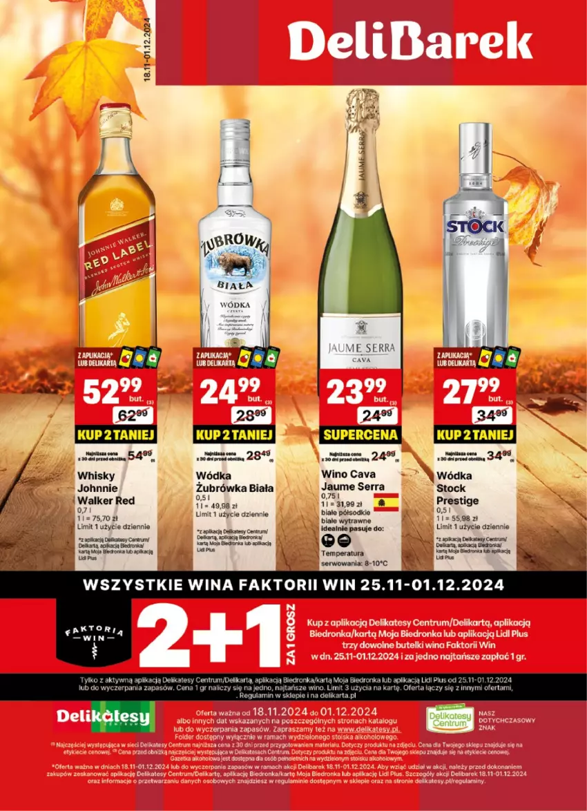 Gazetka promocyjna Delikatesy Centrum - DeliBarek DC47-DC48 - ważna 18.11 do 01.12.2024 - strona 1 - produkty: Dron, Rum, Ser, Stock, Whisky, Wino, Wódka